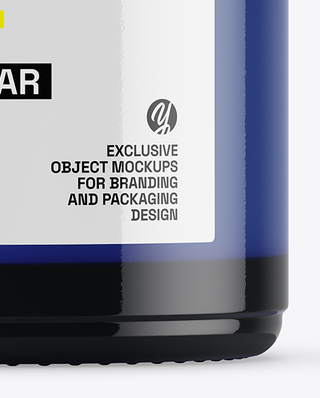 Blue Glass Cosmetic Jar Mockup