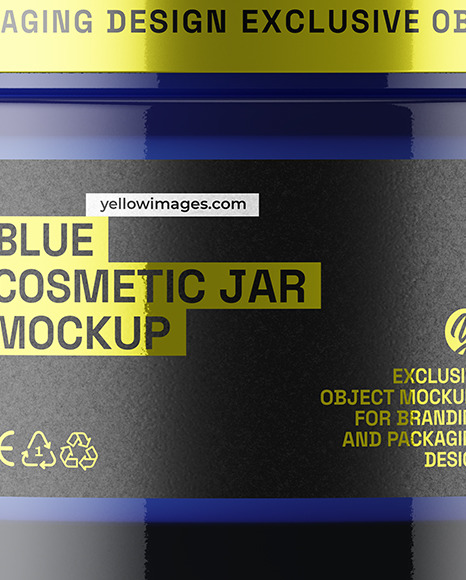 Blue Glass Cosmetic Jar Mockup