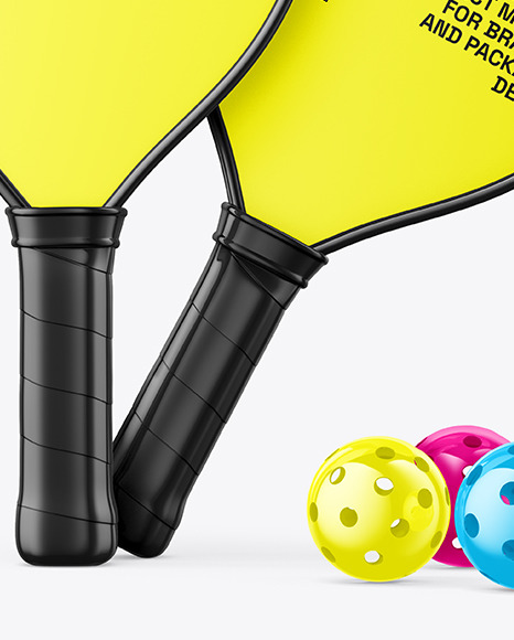 Pickleball Glossy Paddles & Balls Mockup