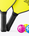 Pickleball Glossy Paddles & Balls Mockup