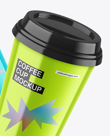 Two Metallic Coffee Cups Mockup