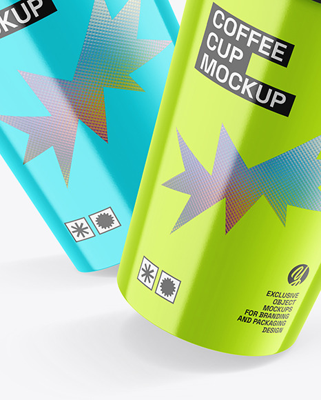 Two Metallic Coffee Cups Mockup