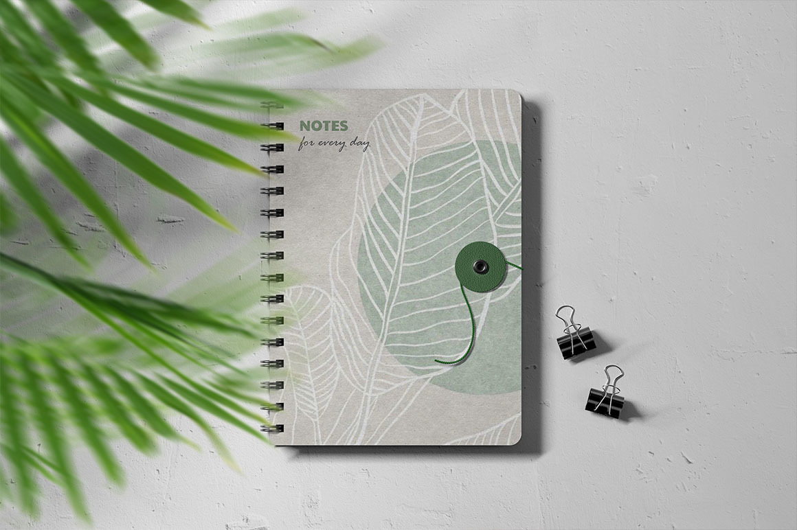 String Tie Spiral Notebook Mockup