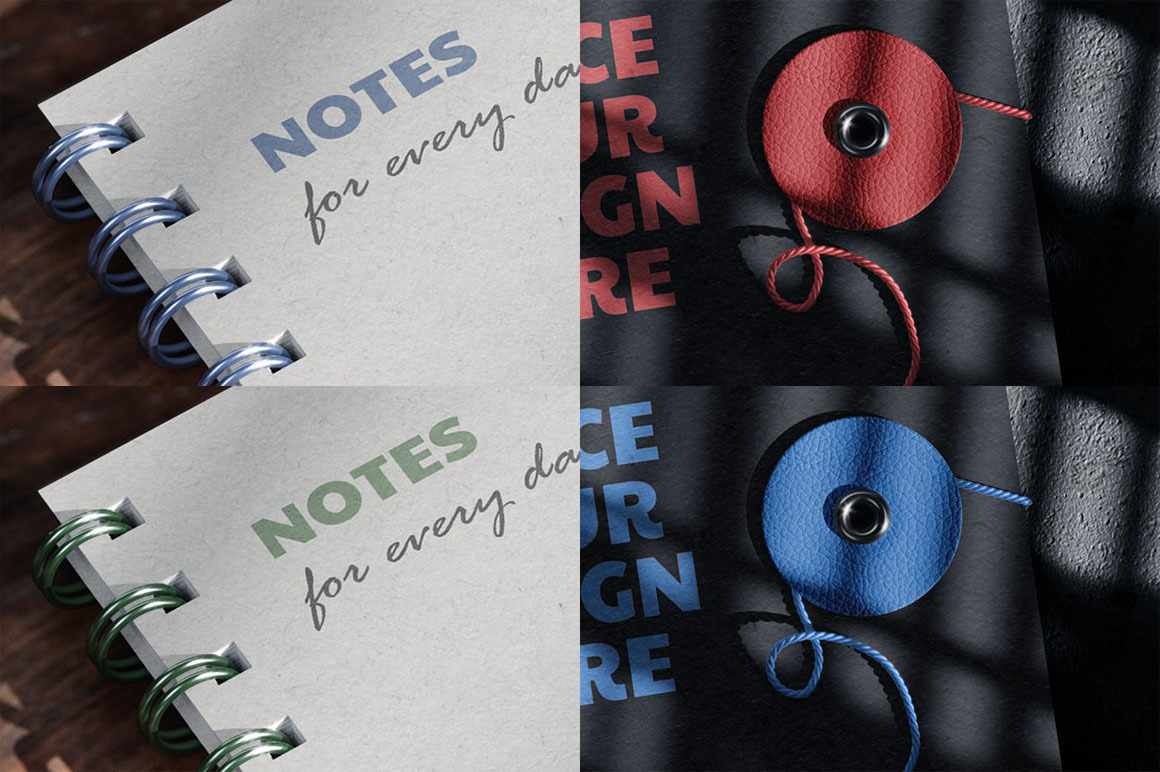 String Tie Spiral Notebook Mockup