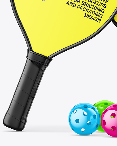 Pickleball Two Glossy Paddle & Balls Mockup