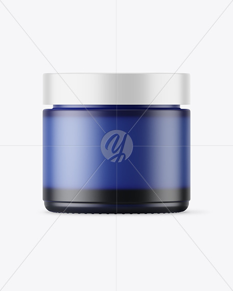 Blue Frosted Glass Cosmetic Jar Mockup