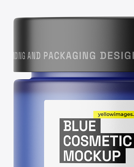 Blue Frosted Glass Cosmetic Jar Mockup