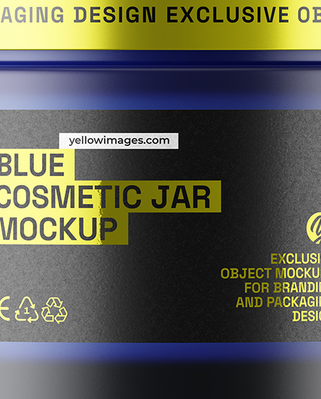 Blue Frosted Glass Cosmetic Jar Mockup