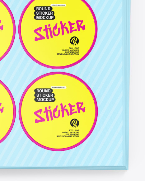 Sheets with Round Stickers Mockup