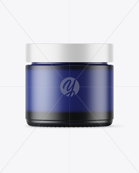 Dark Blue Frosted Glass Cosmetic Jar Mockup