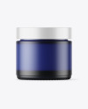 Dark Blue Frosted Glass Cosmetic Jar Mockup