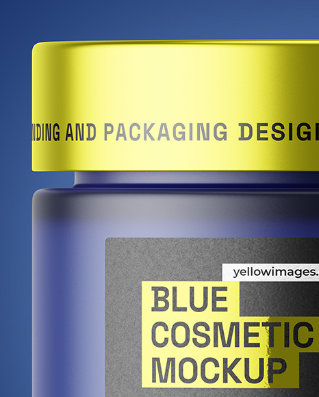 Dark Blue Frosted Glass Cosmetic Jar Mockup