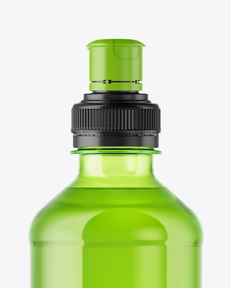 Green Plastic Bottle with Sport Cap Mockup