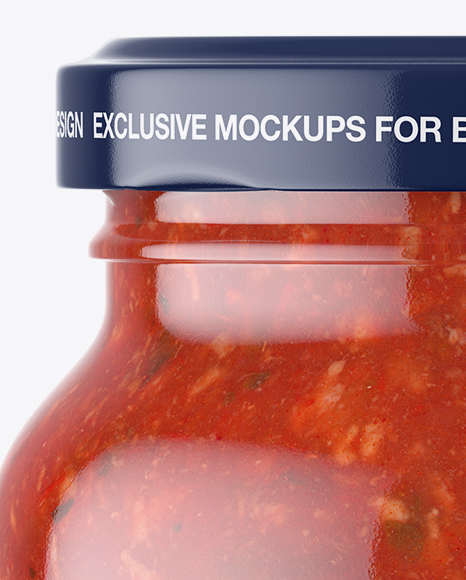 Clear Glass Jar with Meat Sauce Mockup