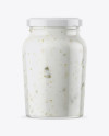 Clear Glass Jar with Garlic Sauce Mockup