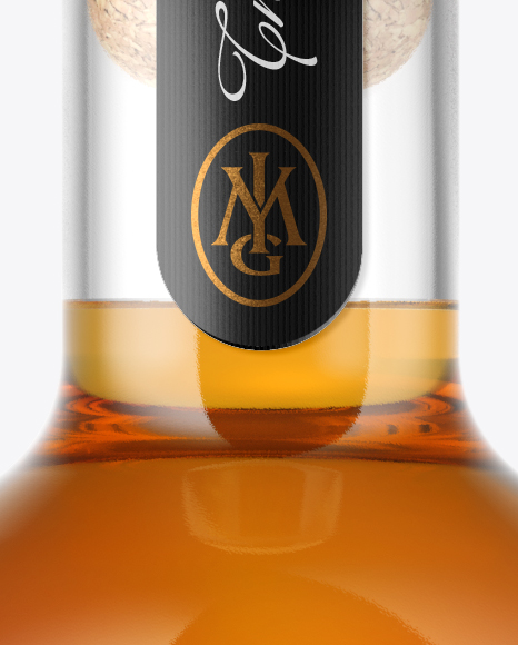 Whiskey Bottle with Wooden Cap Mockup