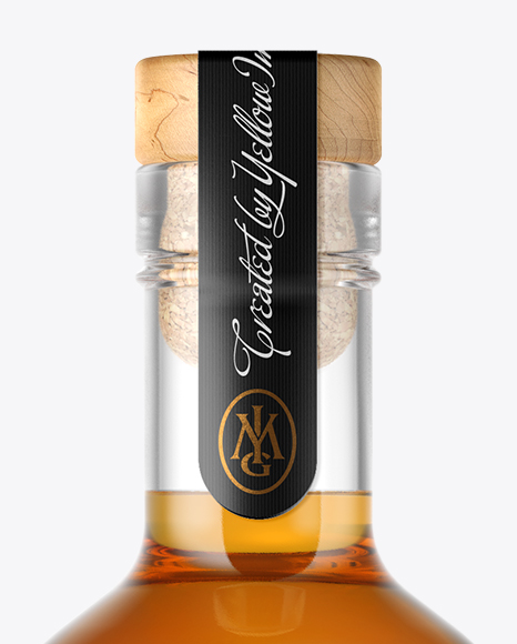 Whiskey Bottle with Wooden Cap Mockup