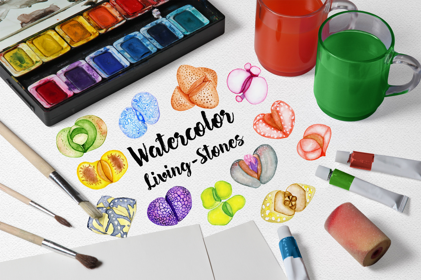 Watercolor Living Stones