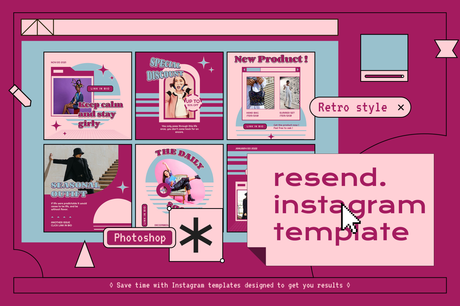 Resend Y2k Modern Instagram Templates