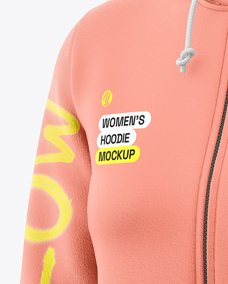 Women’s Full-Zip Hoodie Mockup - Half Side View