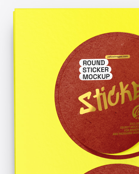 Sheets with Kraft Round Stickers Mockup