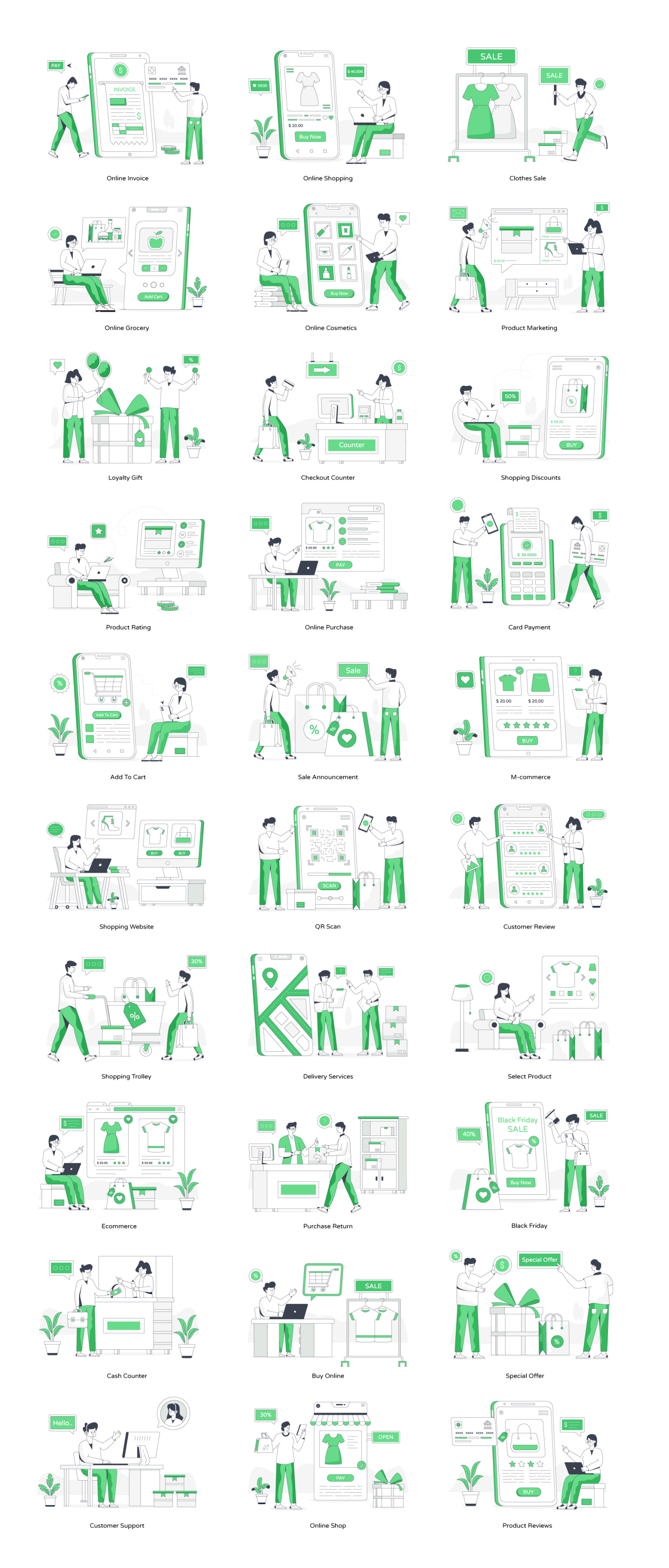 Shopping Illustration Set Shopping Illustration Set