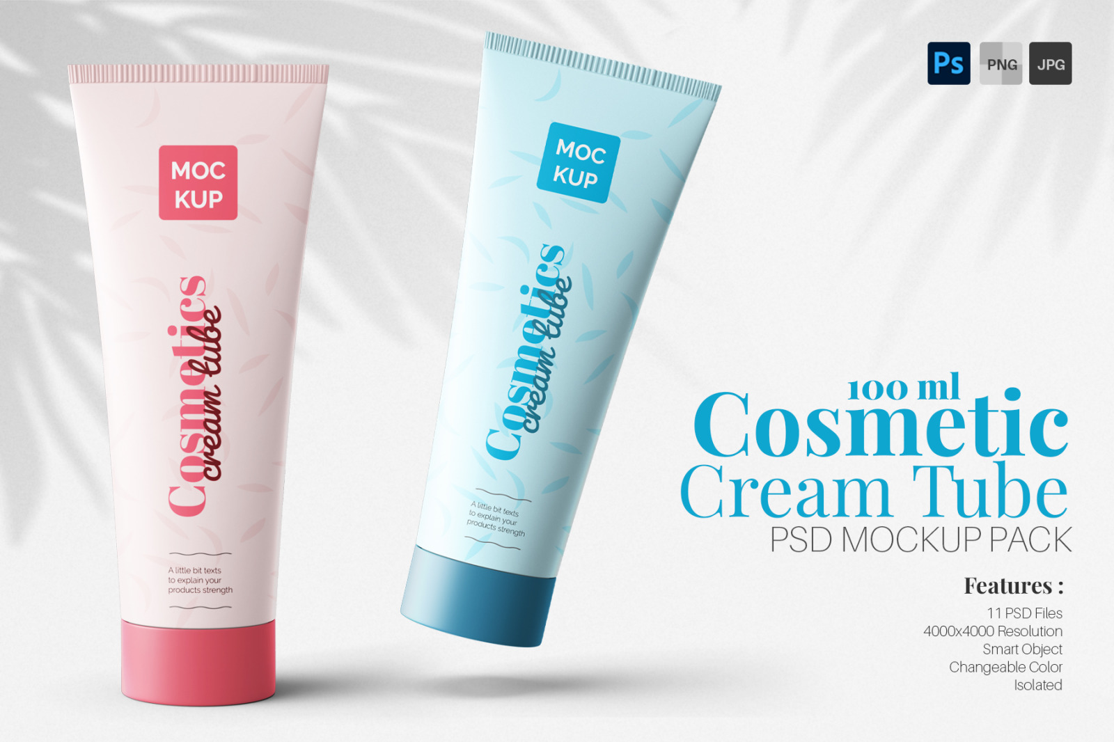 Cosmetic Cream Tube 100ml Packaging PSD Mockup Pack