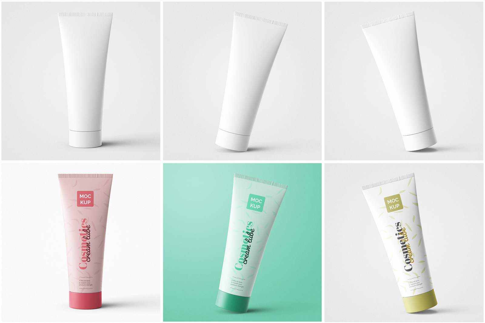 Cosmetic Cream Tube 100ml Packaging PSD Mockup Pack