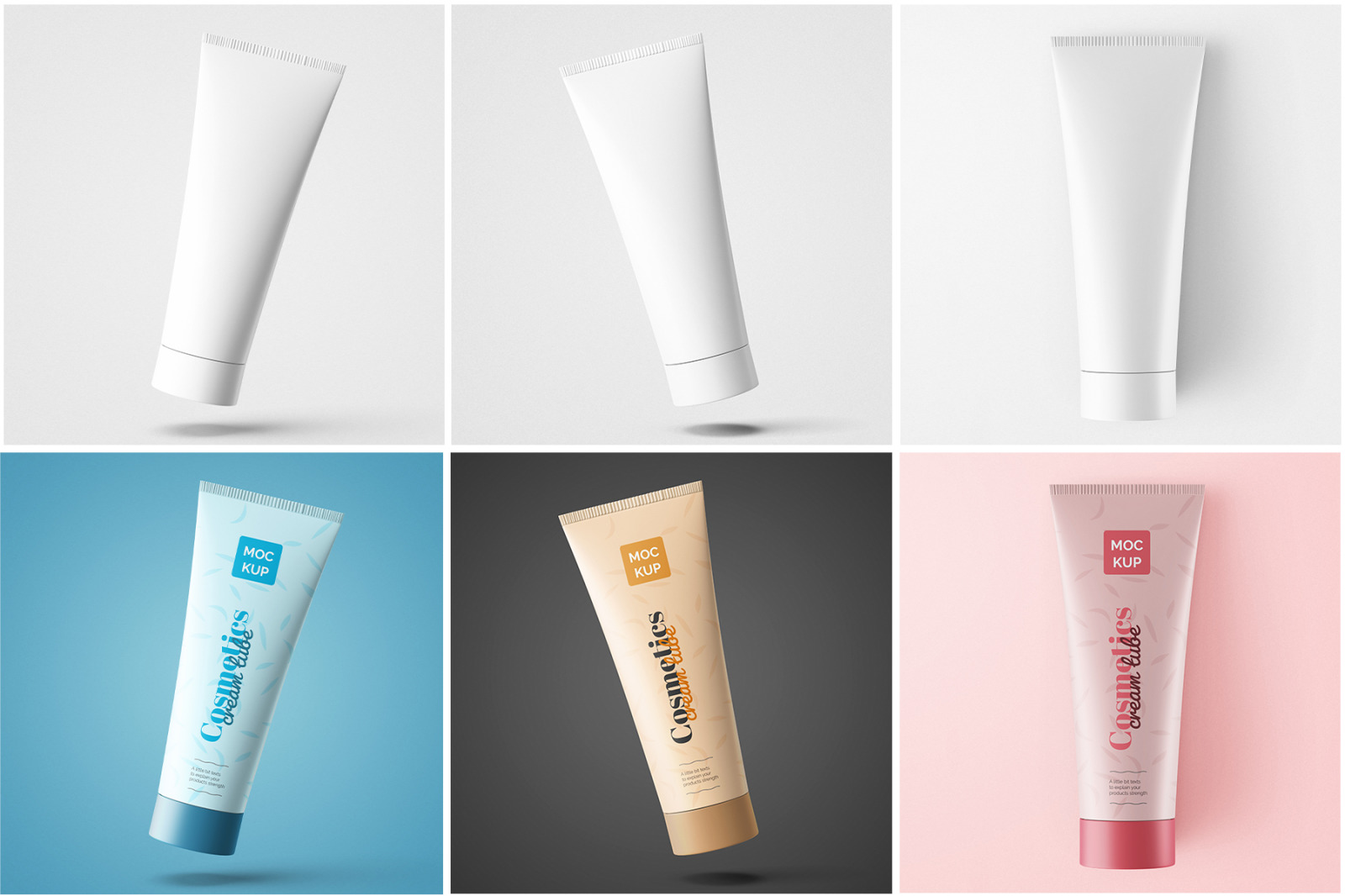 Cosmetic Cream Tube 100ml Packaging PSD Mockup Pack