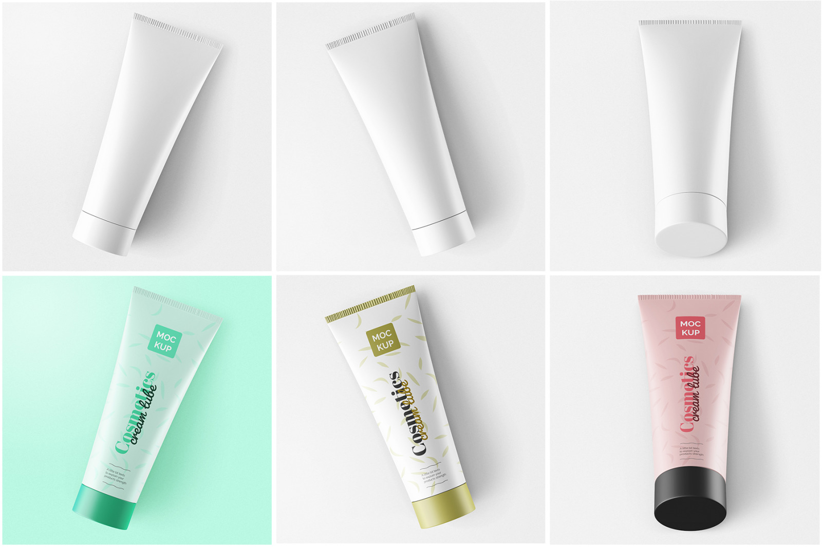 Cosmetic Cream Tube 100ml Packaging PSD Mockup Pack