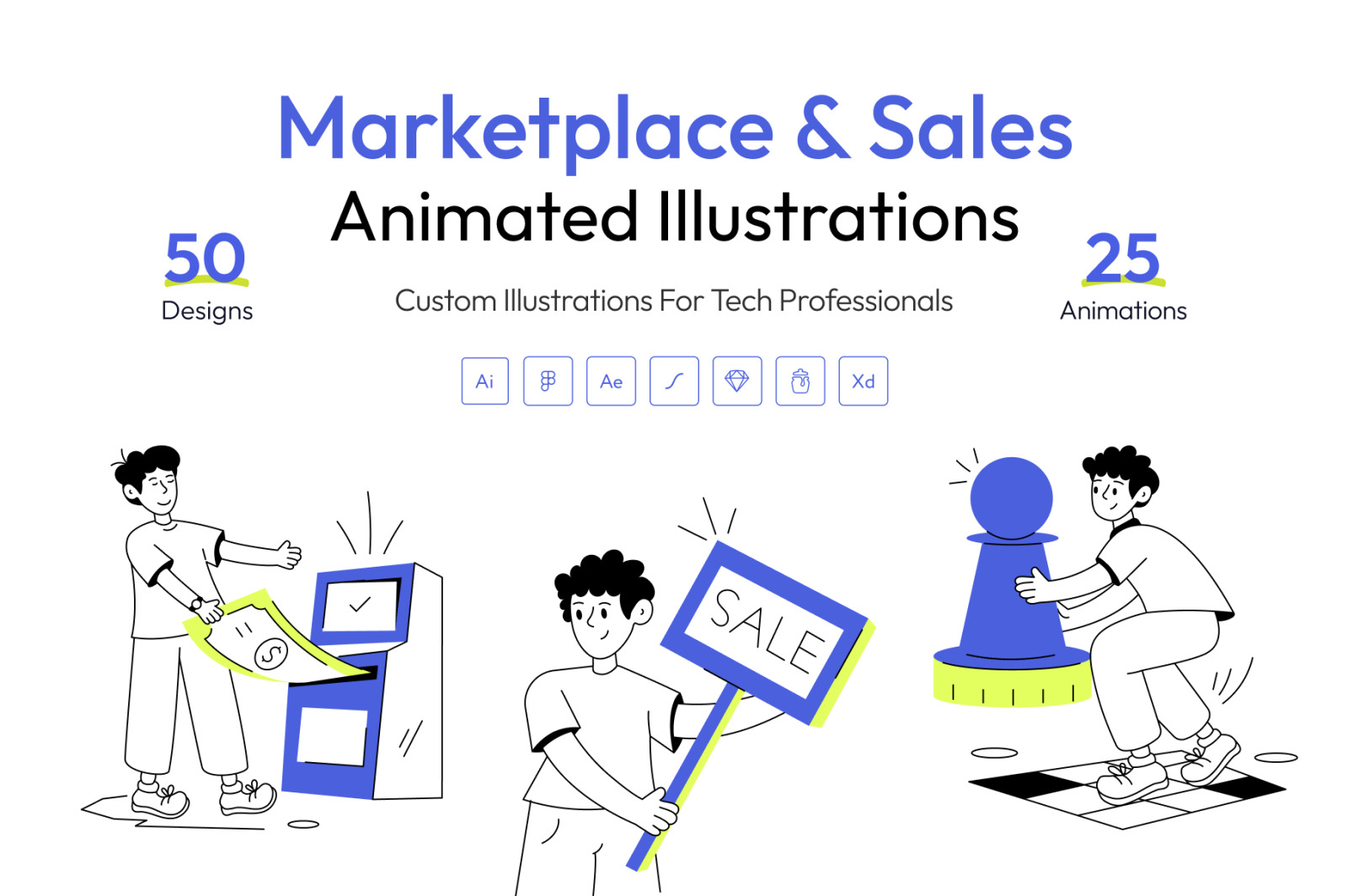 Marketplace and Sales Illustration Set