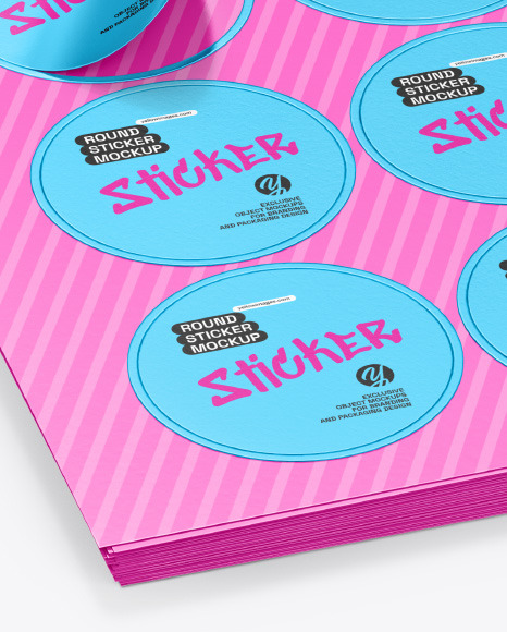 Sheets with Metallic Round Stickers Mockup