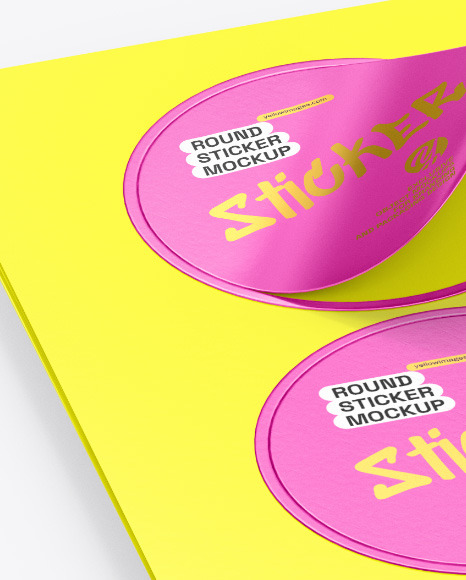 Sheets with Metallic Round Stickers Mockup