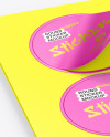 Sheets with Metallic Round Stickers Mockup