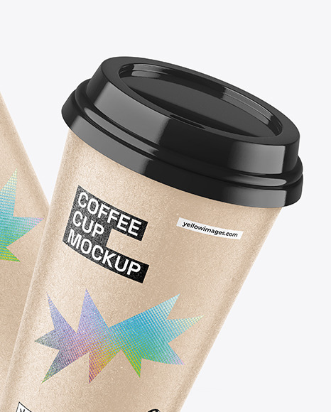 Two Kraft Paper Coffee Cups Mockup