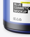 Opened Blue Frosted Glass Cosmetic Jar Mockup