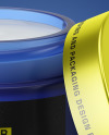 Opened Blue Frosted Glass Cosmetic Jar Mockup