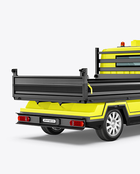 Tipper Truck Mockup - Back Half Side View