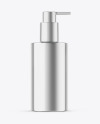 Metallic Cosmetic Bottle With Pump Mockup