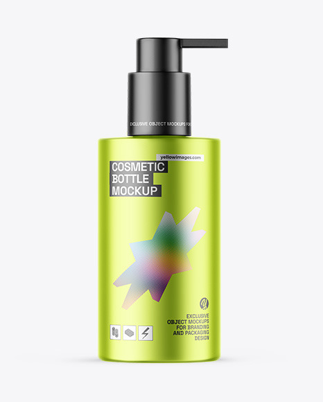 Matte Metallic Cosmetic Bottle With Pump Mockup - Matte+lotion