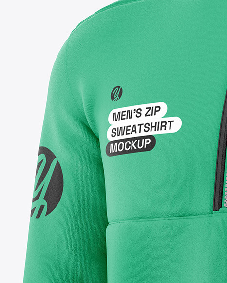 Men’s Zip Sweatshirt Mockup - Half Side View