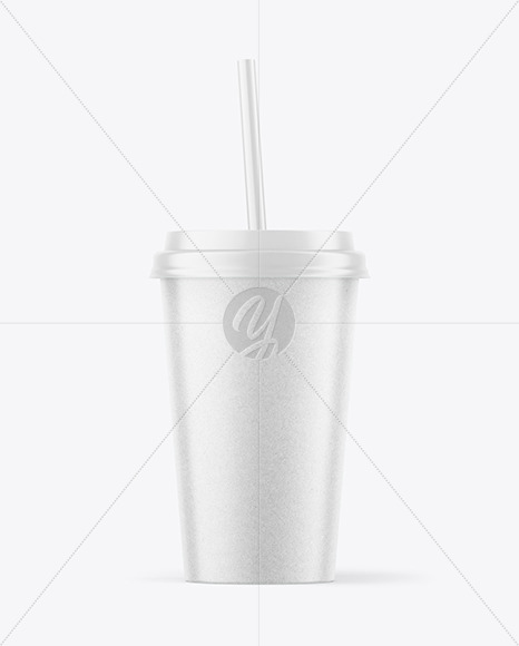 Kraft Coffee Cup with Straw Mockup