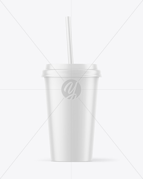 Matte Coffee Cup with Straw Mockup