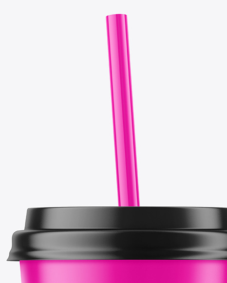 Matte Coffee Cup with Straw Mockup