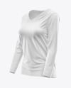 Women’s Long Sleeve T-Shirt V-Neck Mockup