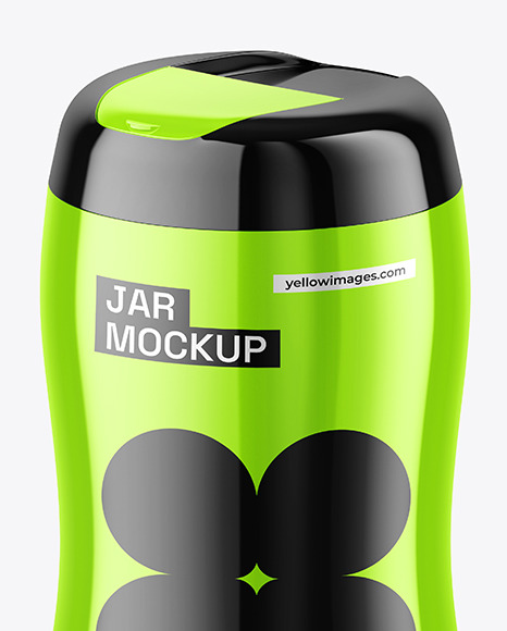 Glossy Metallic Jar Mockup