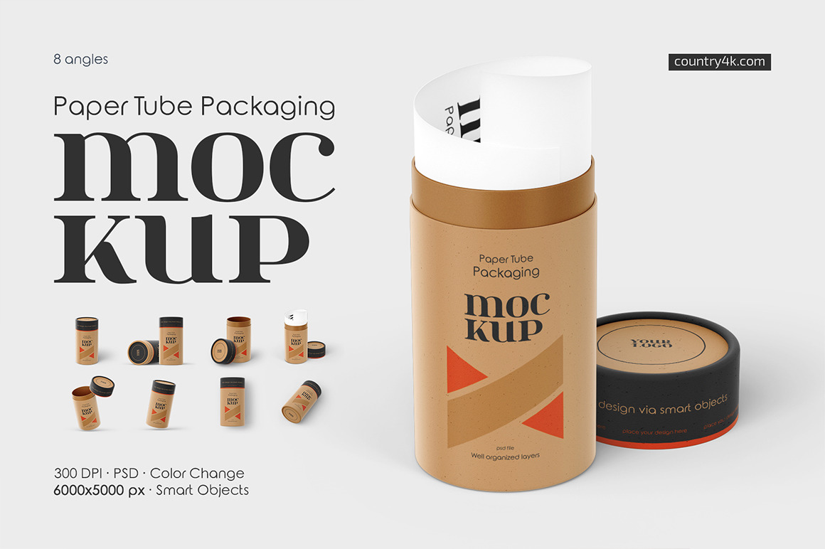 Paper Tube Packaging Mockup Set