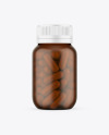 Matte Amber Bottle With Capsules Mockup