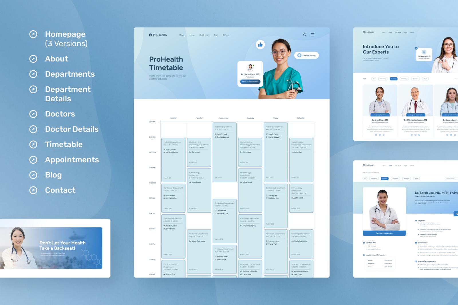 ProHealth – Delight Blue Minimalist Modern Medical &amp; Healthcare Website Design