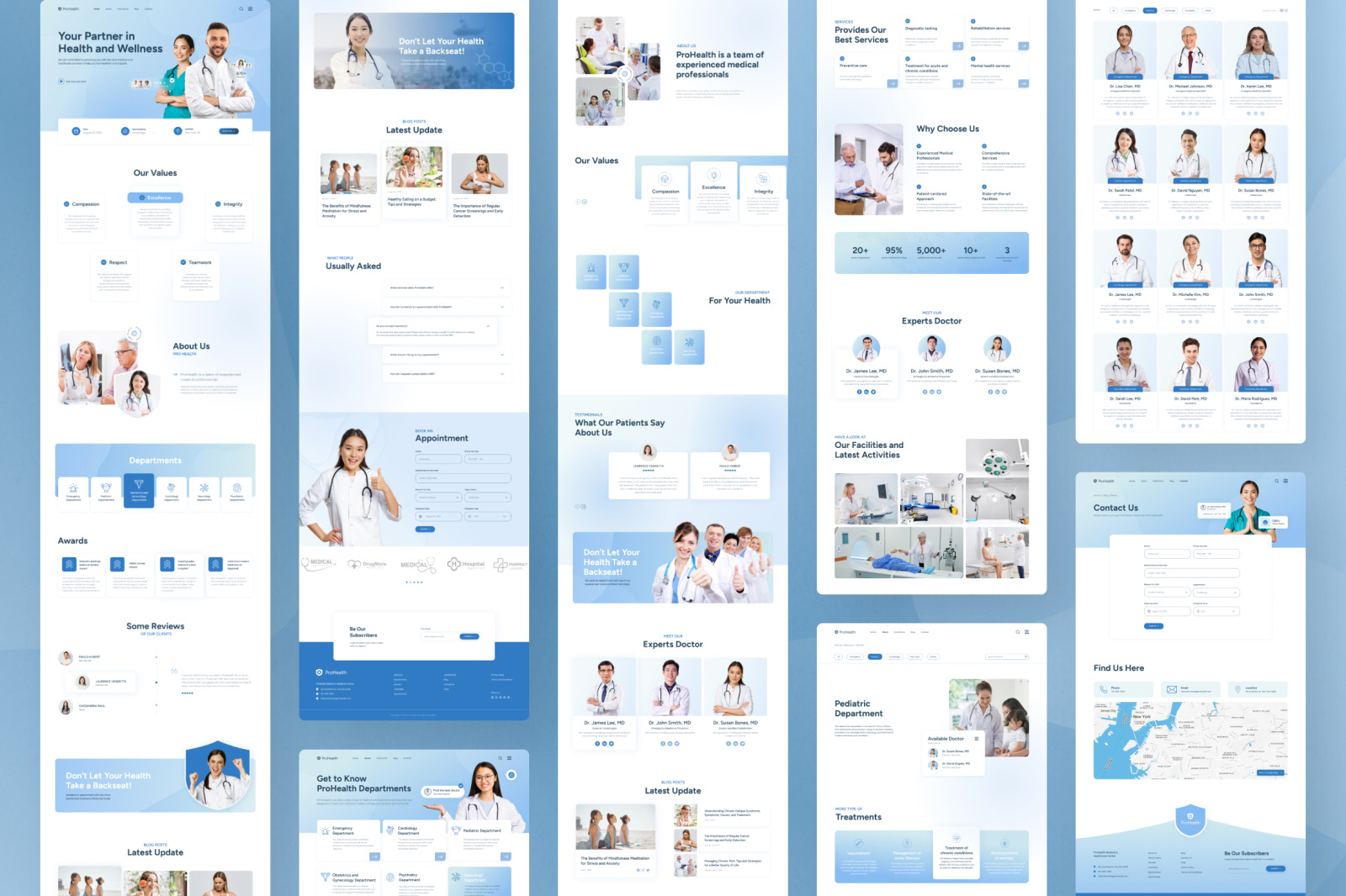 ProHealth – Delight Blue Minimalist Modern Medical &amp; Healthcare Website Design